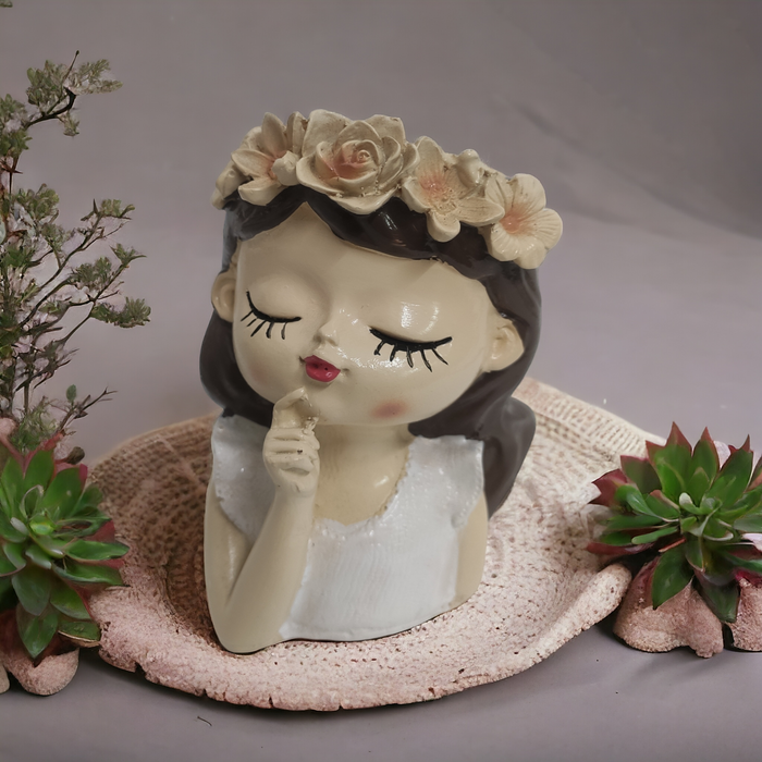 Beautiful Girl Planter With Flower crown