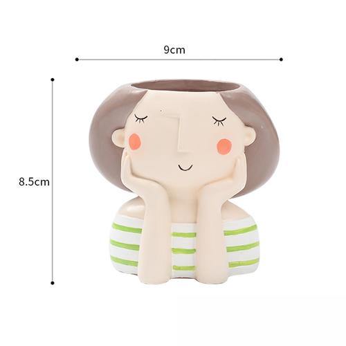 Day Dreaming Girl Resin Succulent Pot - Plant N Pots