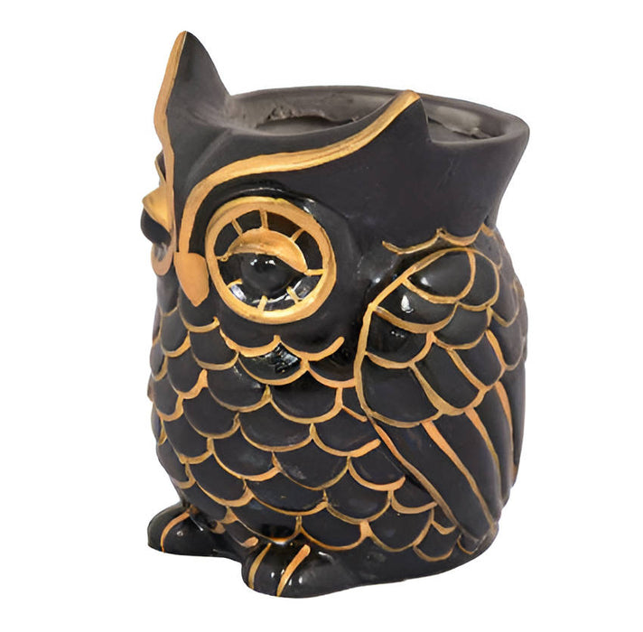 Black Money Luck Charm Owl Resin Succulent Pot