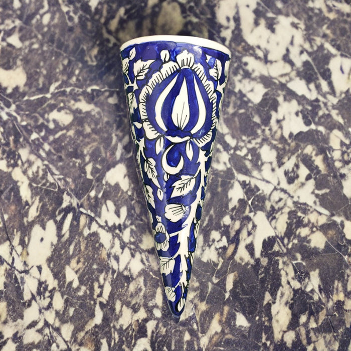Blue  Hanging Cone Shape Ceramic Pot