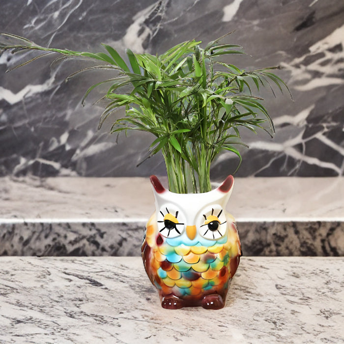 Multicolor Owl Resin Succulent Pot