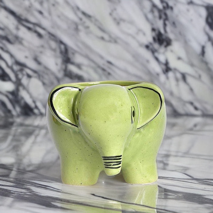 Elephant Shaped Ceramic Pot Green