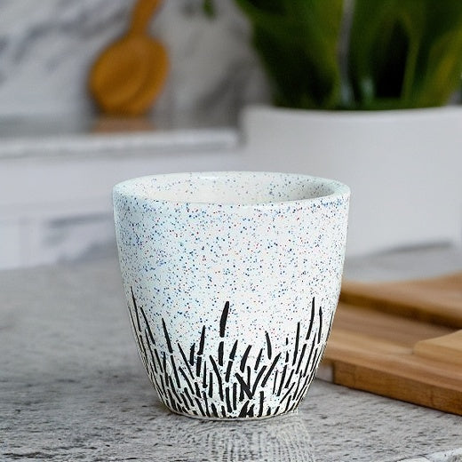 Grass Print Ceramic Pot (4 inch)