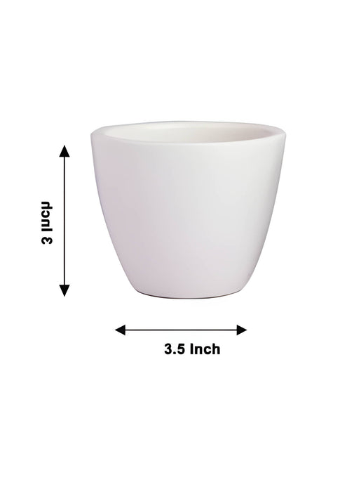 Glossy Kulhar Round Shape White Ceramic Pot