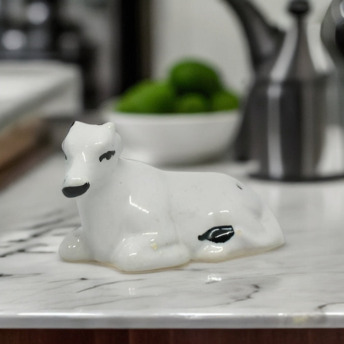 Miniature Ceramic Cow White