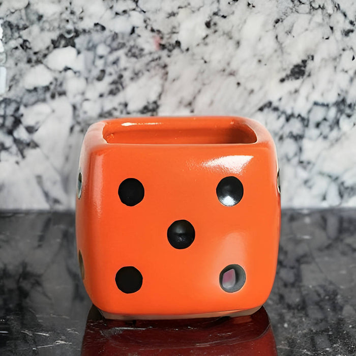 Orange Dice Ceramic Pot