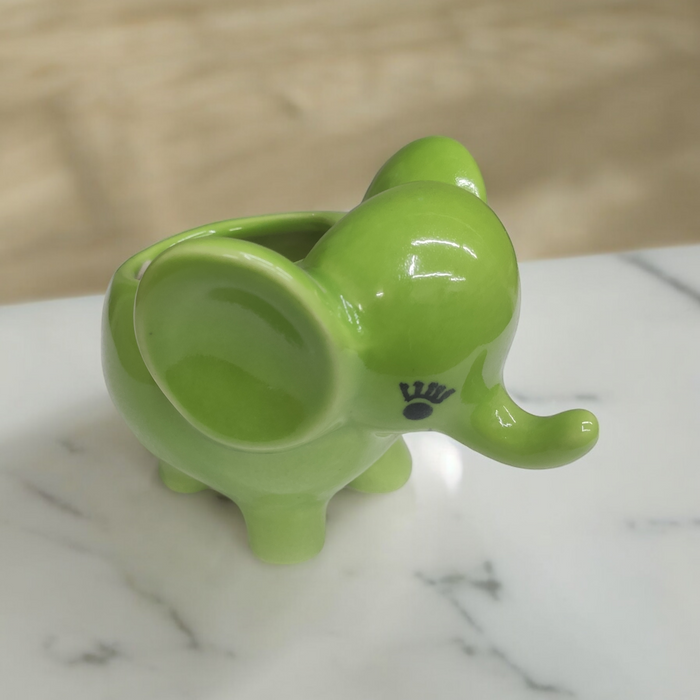 Green Baby Elephant Ceramic Pot