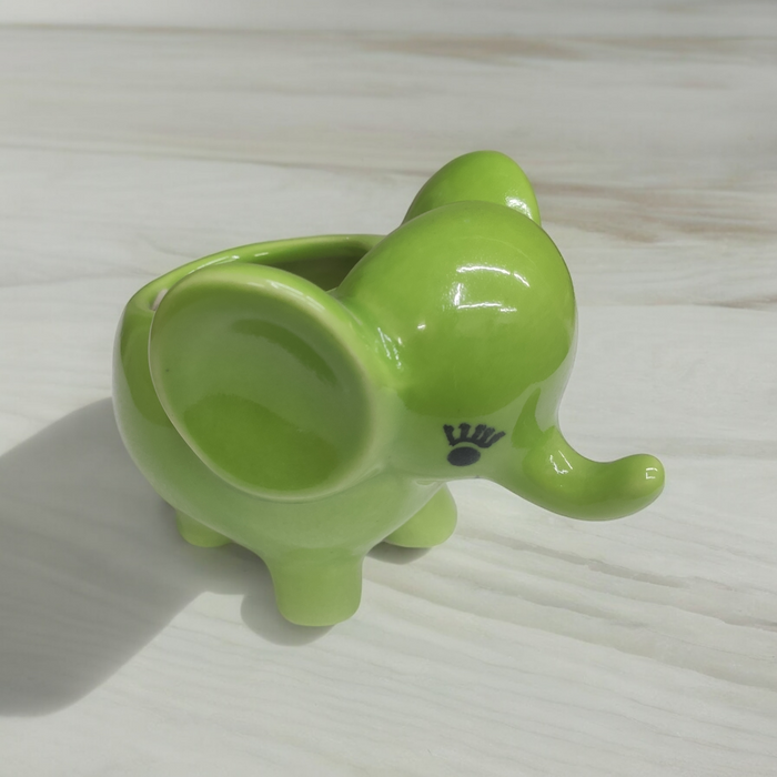 Green Baby Elephant Ceramic Pot