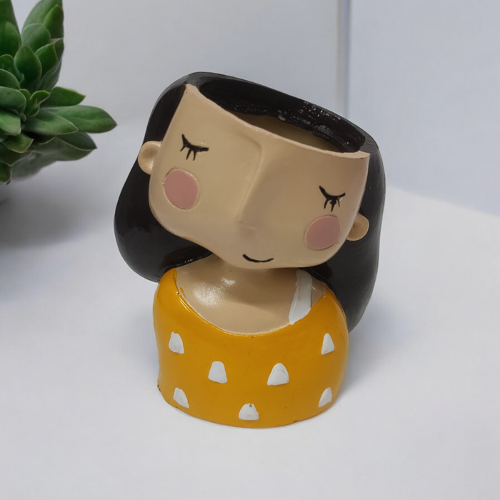 Relaxed Girl Resin Succulent Pot