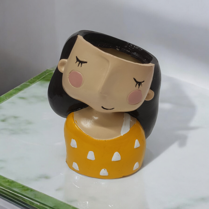 Relaxed Girl Resin Succulent Pot