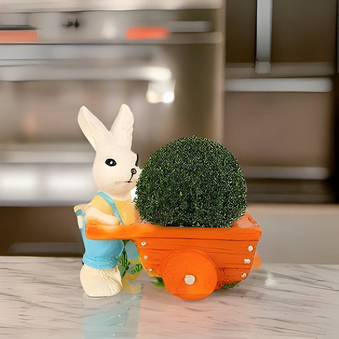 Rabbit WIth Trolley Resin Succulent Pot