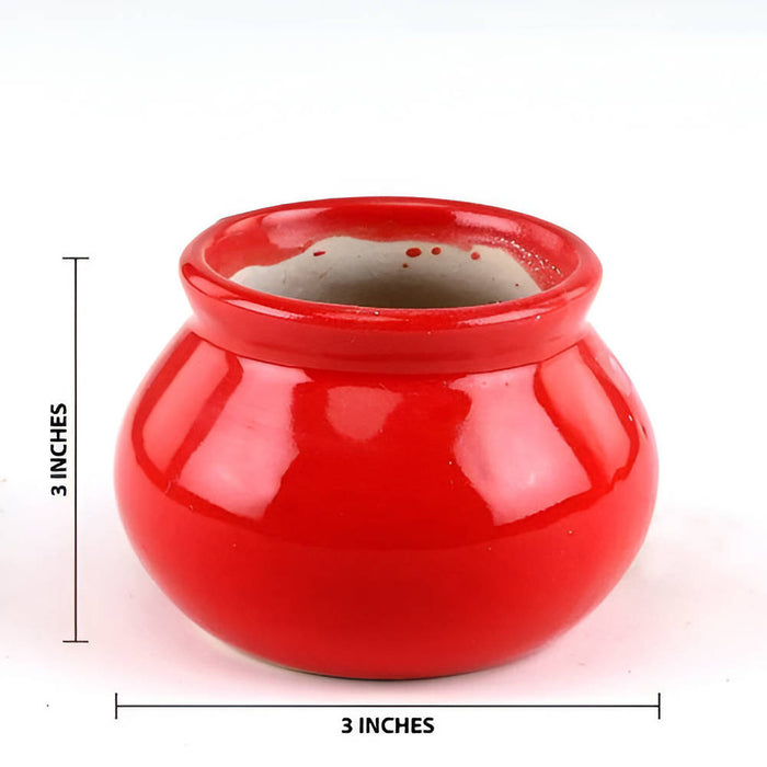 Red Handi Shape Ceramic Pot