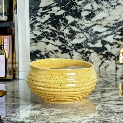 Yellow Round Honey Pot Ceramic Pot