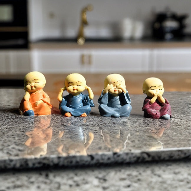 Miniature Monks Resin Garden Toys Set of 4