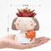 Girl With Fox Resin Succulent Pot - Plant N Pots