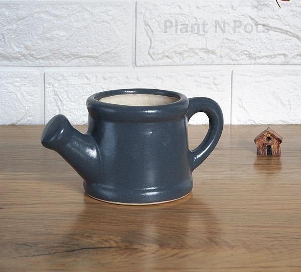 Water Cane Ceramic Pot Dark Grey - Plant N Pots