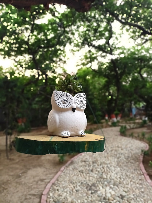 White Owl Ceramic Planter Pot( 4 inch )