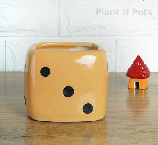 Yellow Dice Ceramic Pot - Plant N Pots