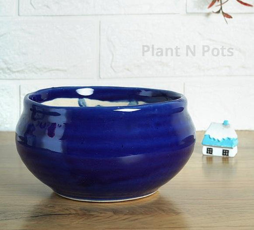 Indigo Round Honey Pot Ceramic Pot - Plant N Pots