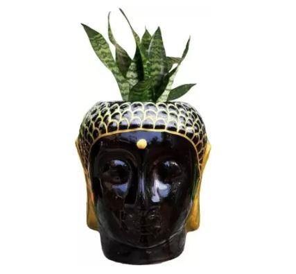 Buddha Ceramic Pot Gold Black - Plant N Pots