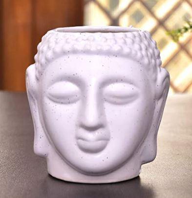 Buddha Ceramic Pot White Dotted — Plant N Pots