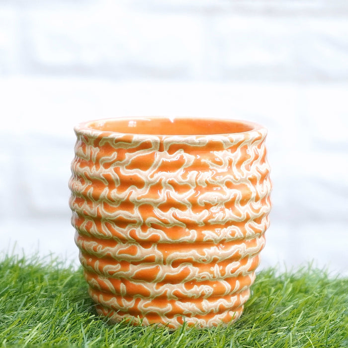 Orange Texture  Ceramic Pot