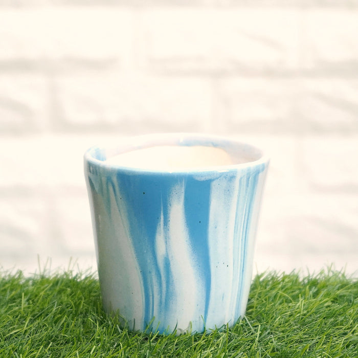 White and Blue Shaded Ceramic Pot