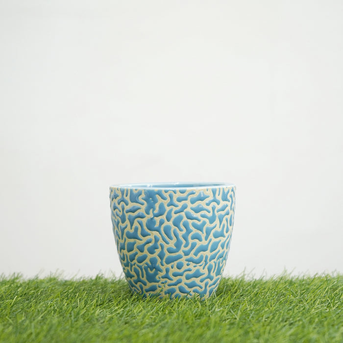 Exotic  Blue Texture Ceramic Pot