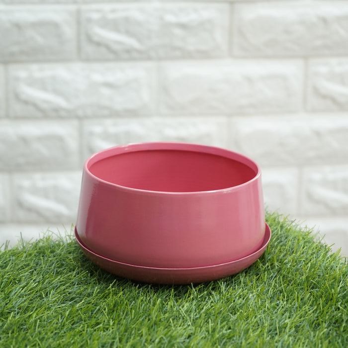 Stylish Pink Round Pot With Tray
