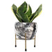 Black White Marble Metal Pot With Stand - Plant N Pots