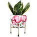Pink Tulip Metal Pot With Stand - Plant N Pots