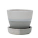 Grey Round Egg Shape Ceramic Pot with Tray - Plant N Pots