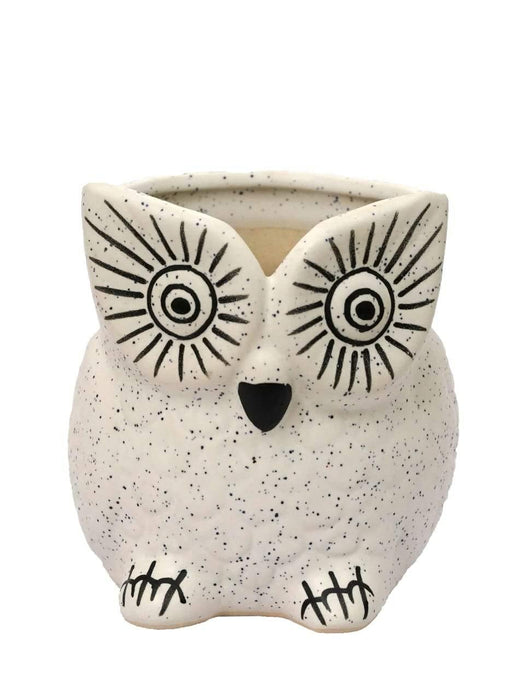 Dotted White Owl Ceramic Planter Pot( 4 inch ) - Plant N Pots