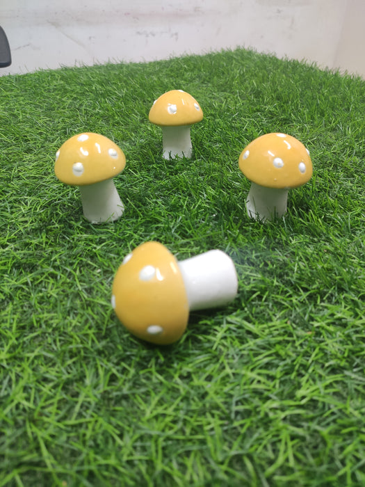 Miniature Ceramic Mushroom  (Yellow)