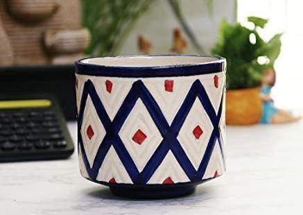 Rhombus Design Ceramic Pot (5.5 inch) - Plant N Pots