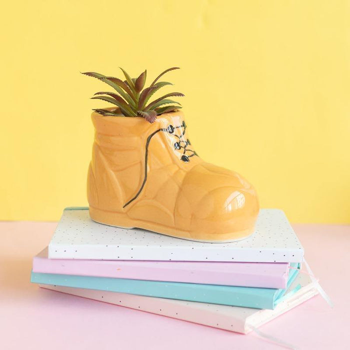 Shoe Boot Shape Ceramic Pot (Yellow) - Plant N Pots