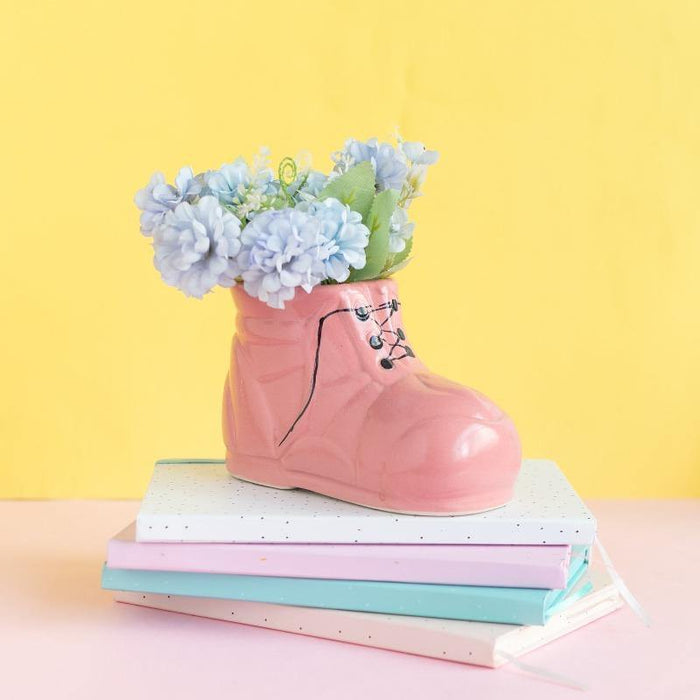 Shoe Boot Shape Ceramic Pot (Pink) - Plant N Pots