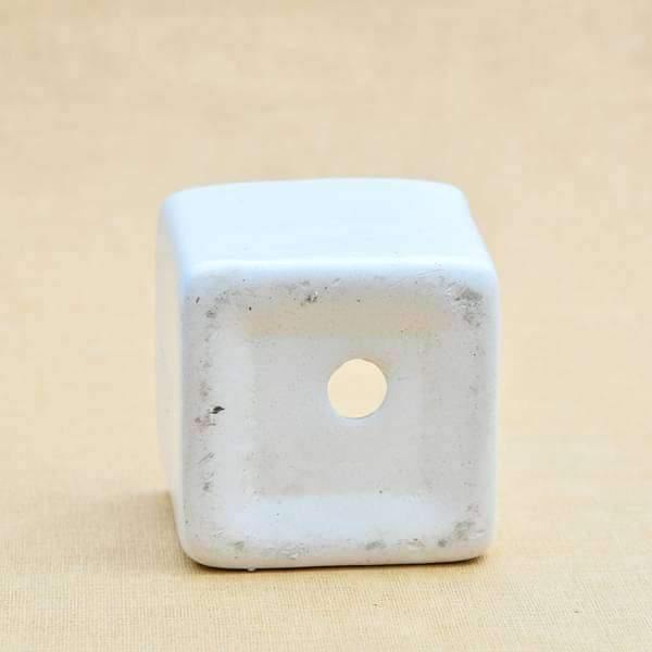 Square Table Top Ceramic Pot White (4 inch) - Plant N Pots