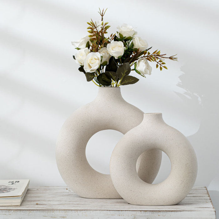 Decorative Donut Vase( White)